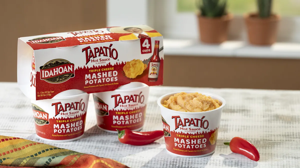 A package of Idahoan Tapatio Hot Sauce