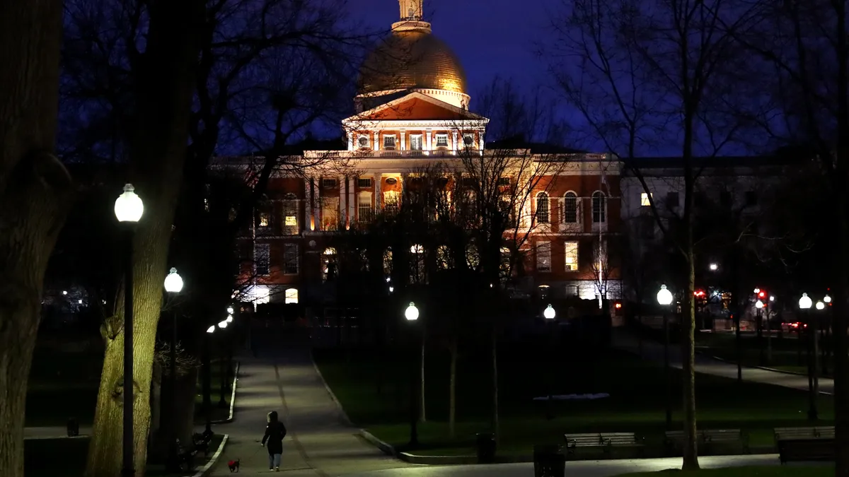 View of the Massachusetts State House at night