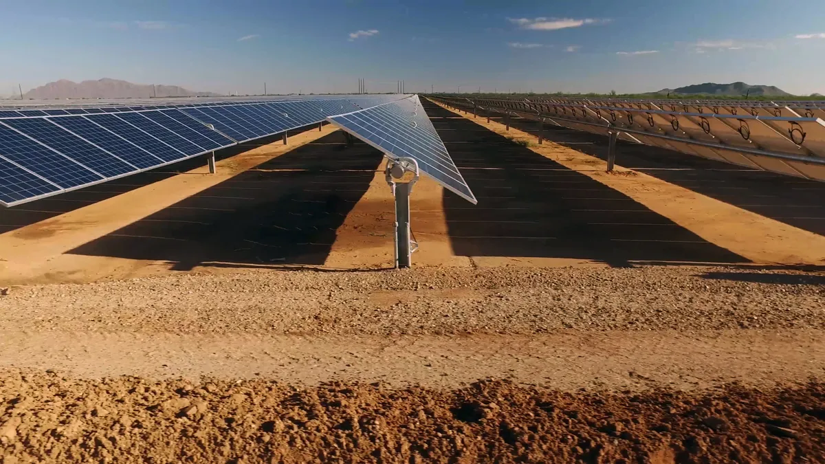 Solar panels in the desert.