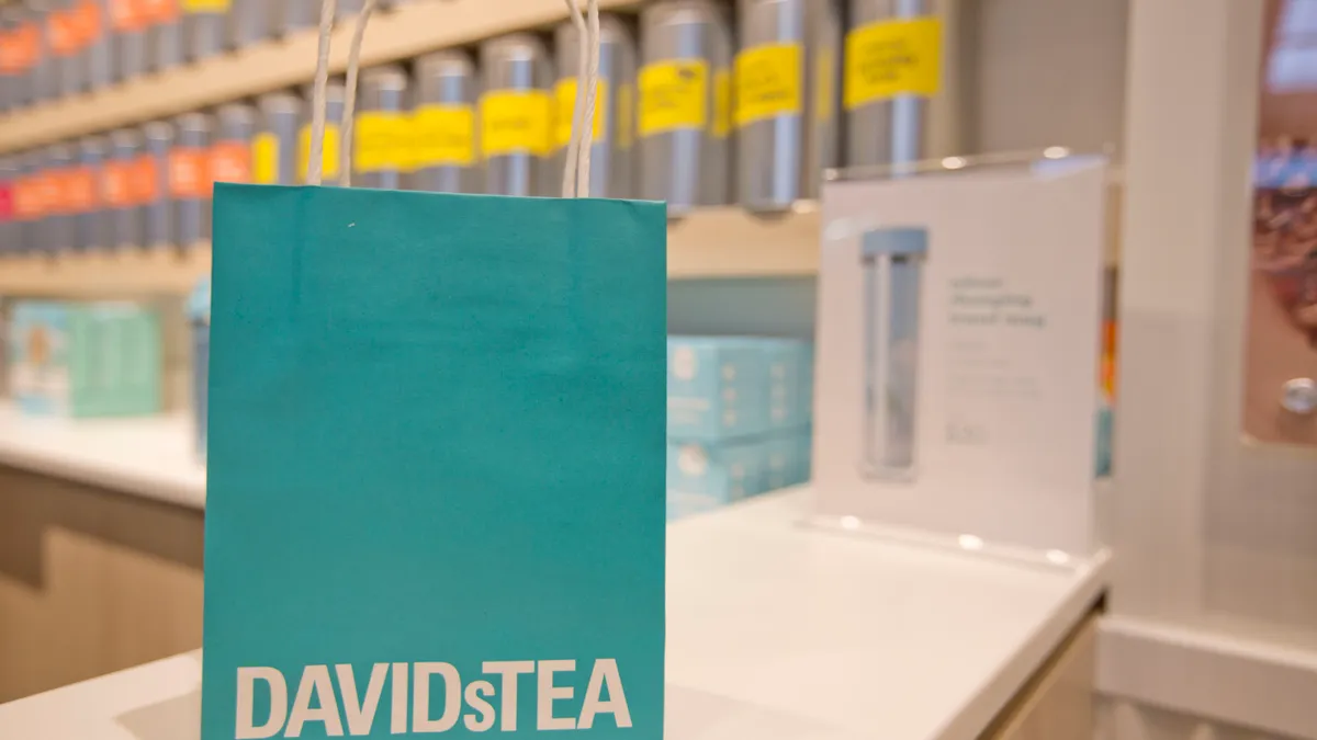 A DavidsTea shopping bag at the Tsawwassen Mills shopping mall in British Columbia.