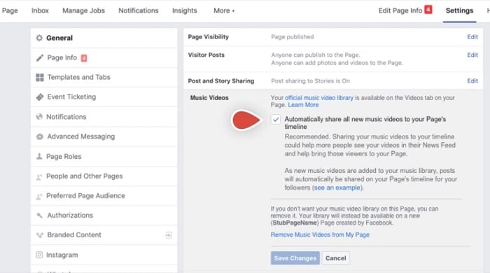 Facebook music videos