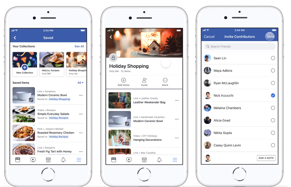 Facebook Collections invite process