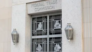 One of the entrances to the Federal Trade Commission Building in Washington, DC, that serves as the headquarters of the Federal Trade Commission (FTC).