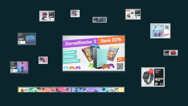 Image of various tech and home gadget promotions.