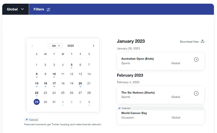Twitter marketing calendar 2023