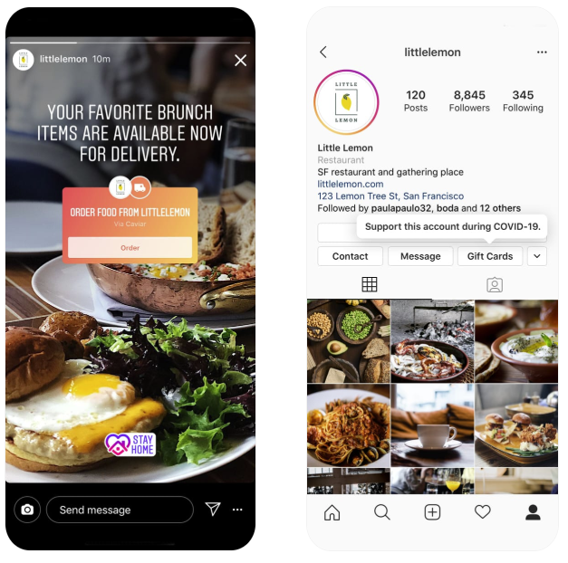 Instagram COVID-19 tools
