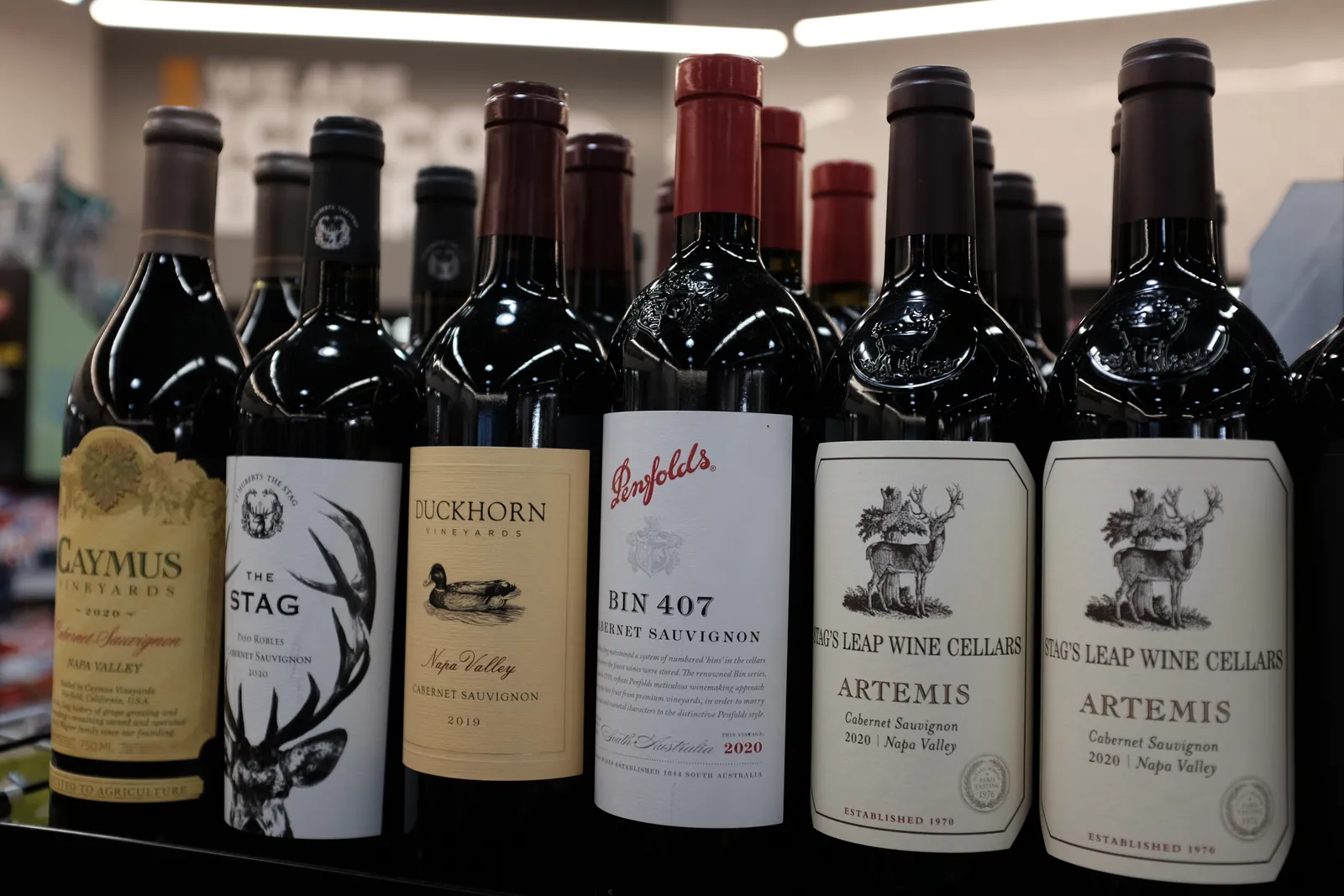 A photo of a selection of wine at a TXB convenience store.