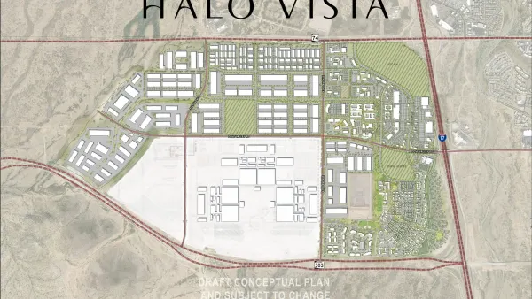 A shot of a map and drawings depicting where development will go. Halo Vista is at the top of the image.