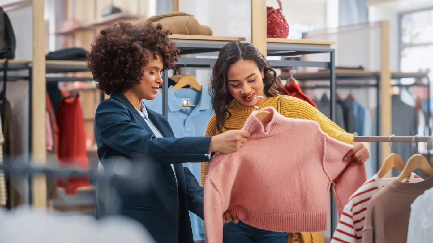 Female customer shopping in a clothing store