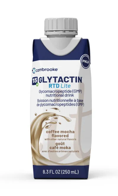 A carton of Ajinomoto Cambrooke liquid nutrition with a resealable cap.