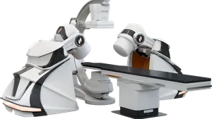 A picture of Stereotaxis' GenesisX surgical robot against a white background.