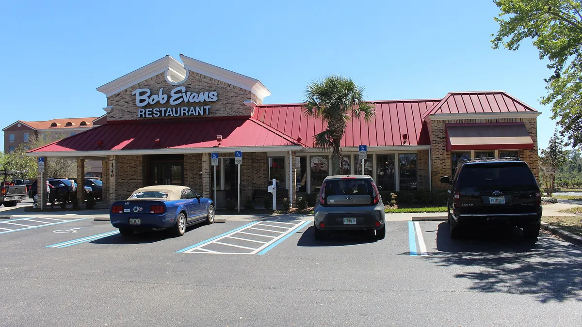 An image of Bob Evans Restaurant with cars parked out front