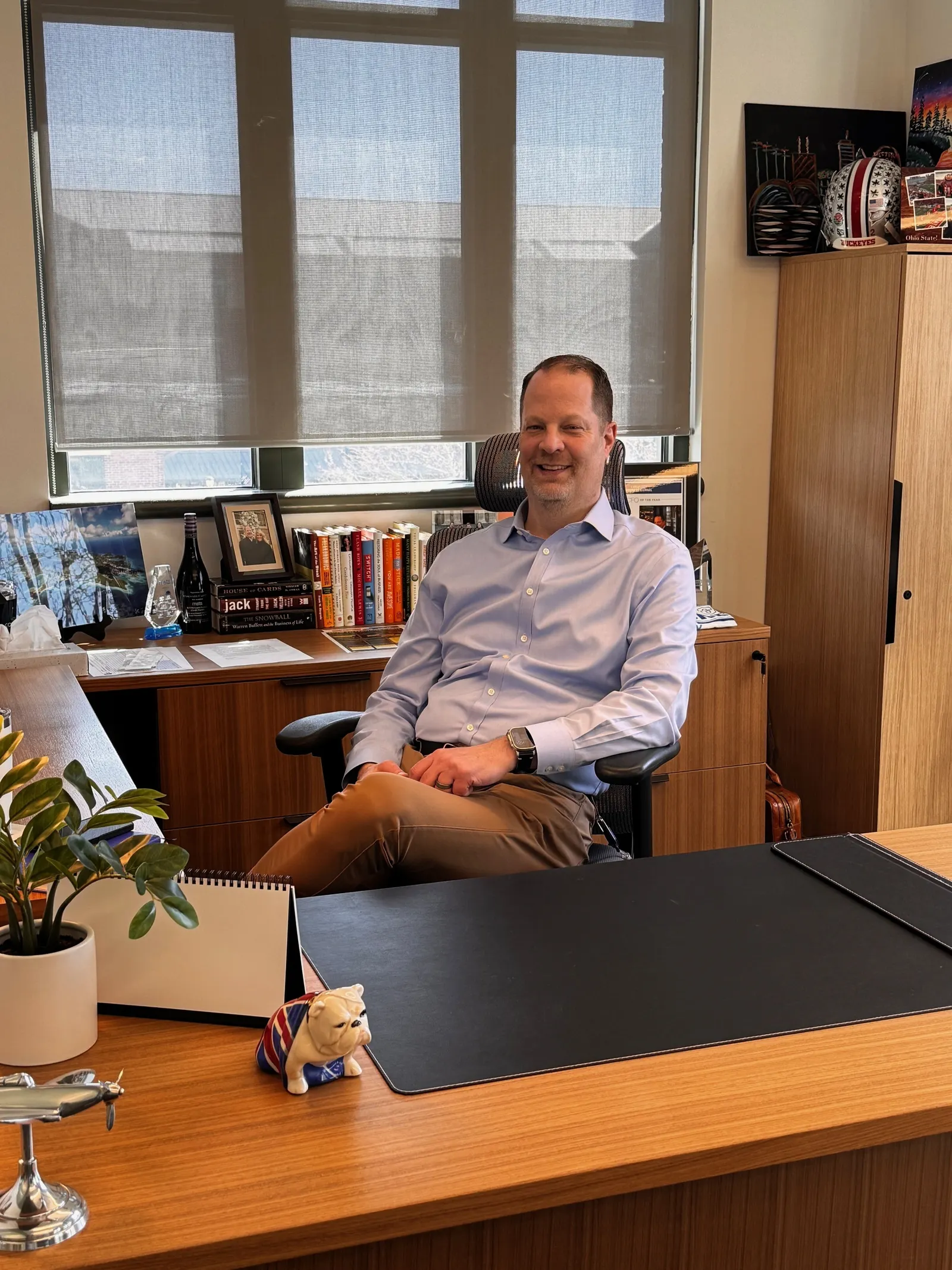 TreviPay’s Joel Campbell desk James Bond dog