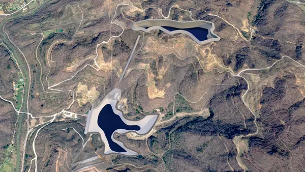 An aerial view of a mountainous area.