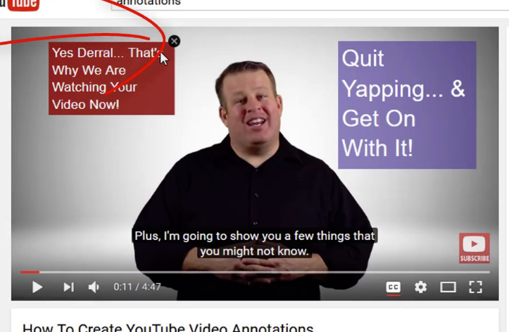 YouTube video annotations