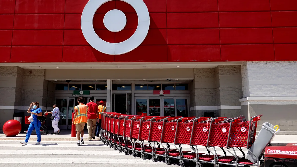 Carts are brought into a Target store on May 18, 2022 in Miami, Florida.