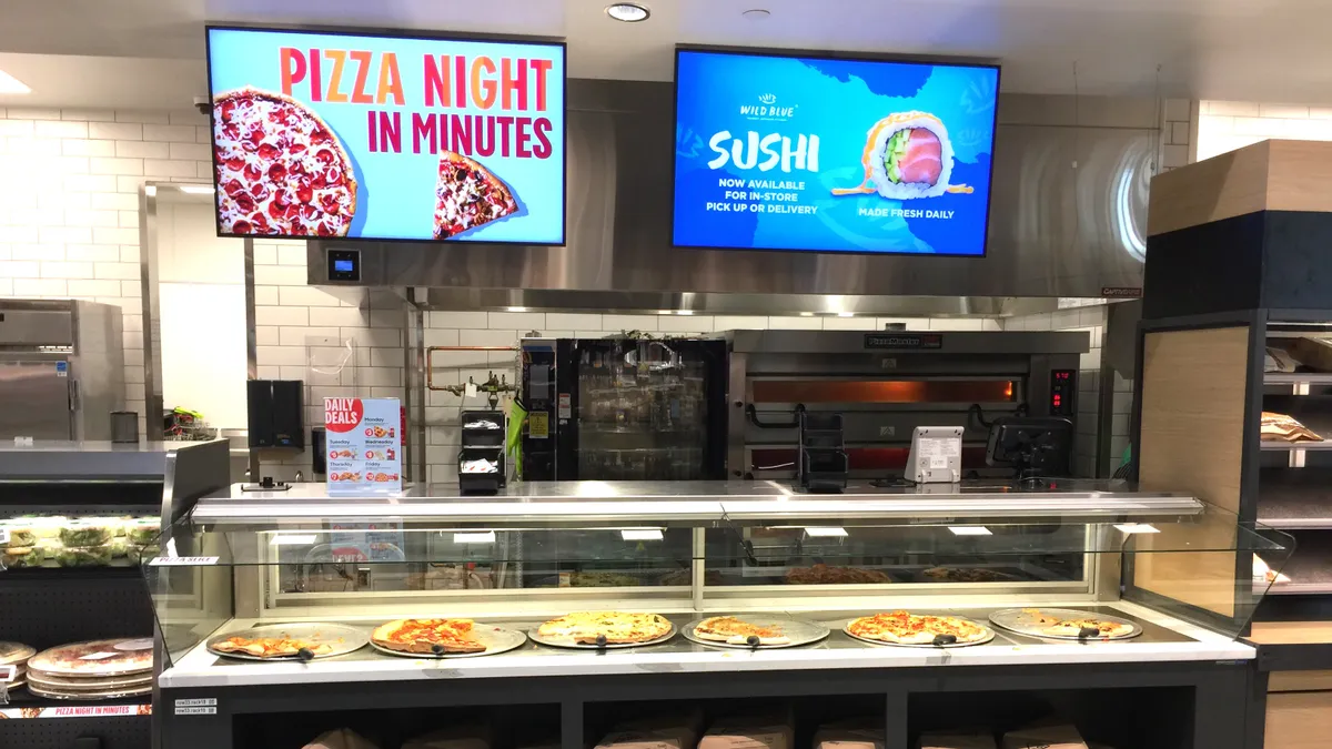 Pizza counter in grocery store