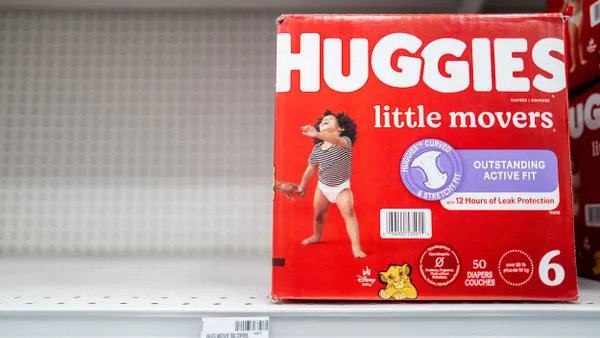A pack of Huggies diapers is displayed for sale at a CVS Pharmacy on November 03, 2025 in Austin, Texas.