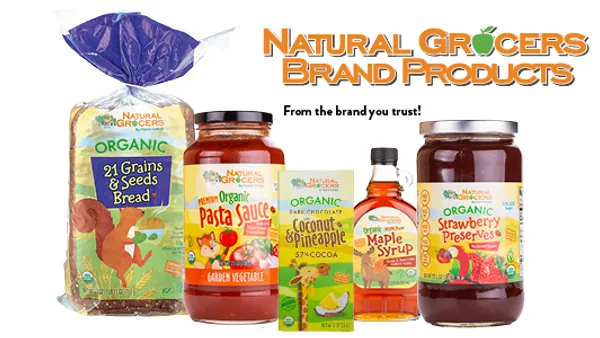 Display of select Natural Grocers private label products