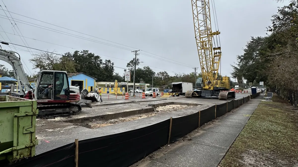 Construction equipment sits on the site of the South Hillsborough Pipeline, a water infrastructure project.