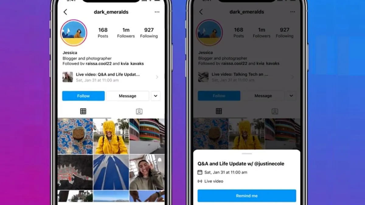 Instagram scheduled live-stream