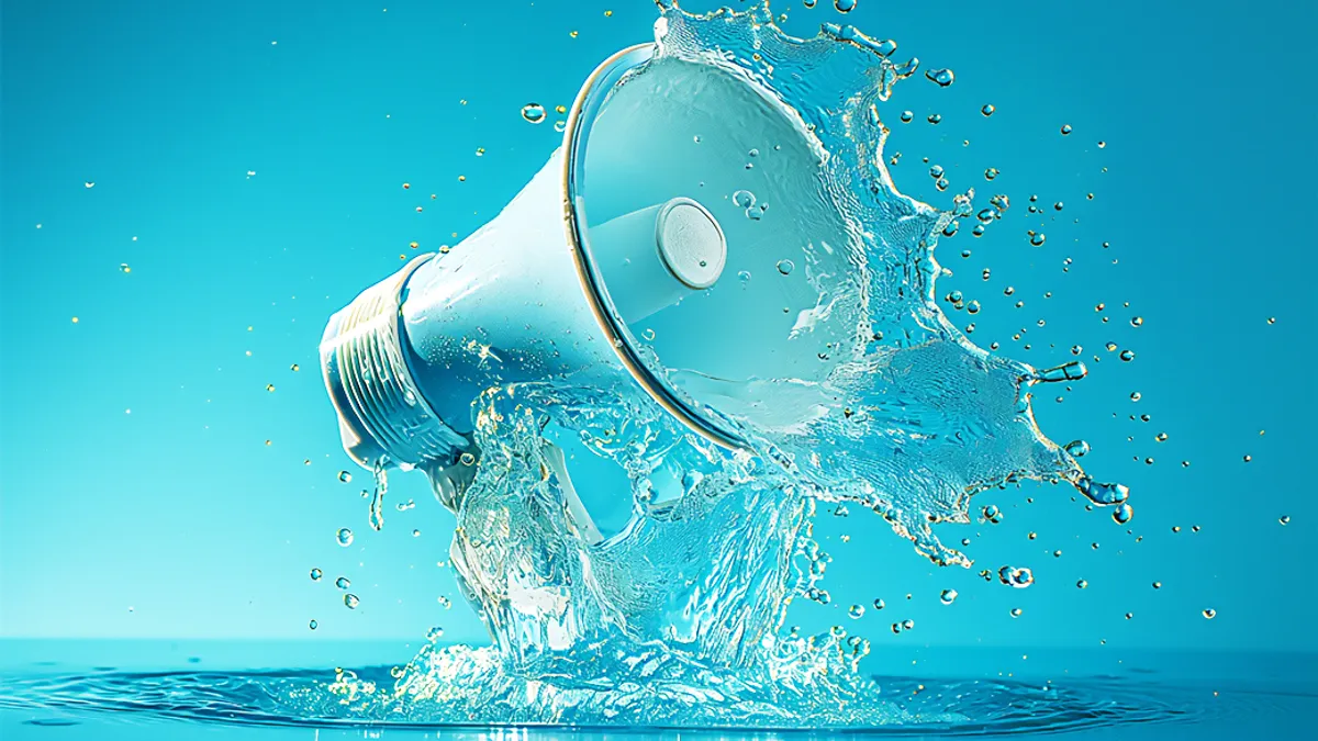 Megaphone on a water body.