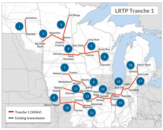 MISO tranche 1 transmission portfolio approved July 25.