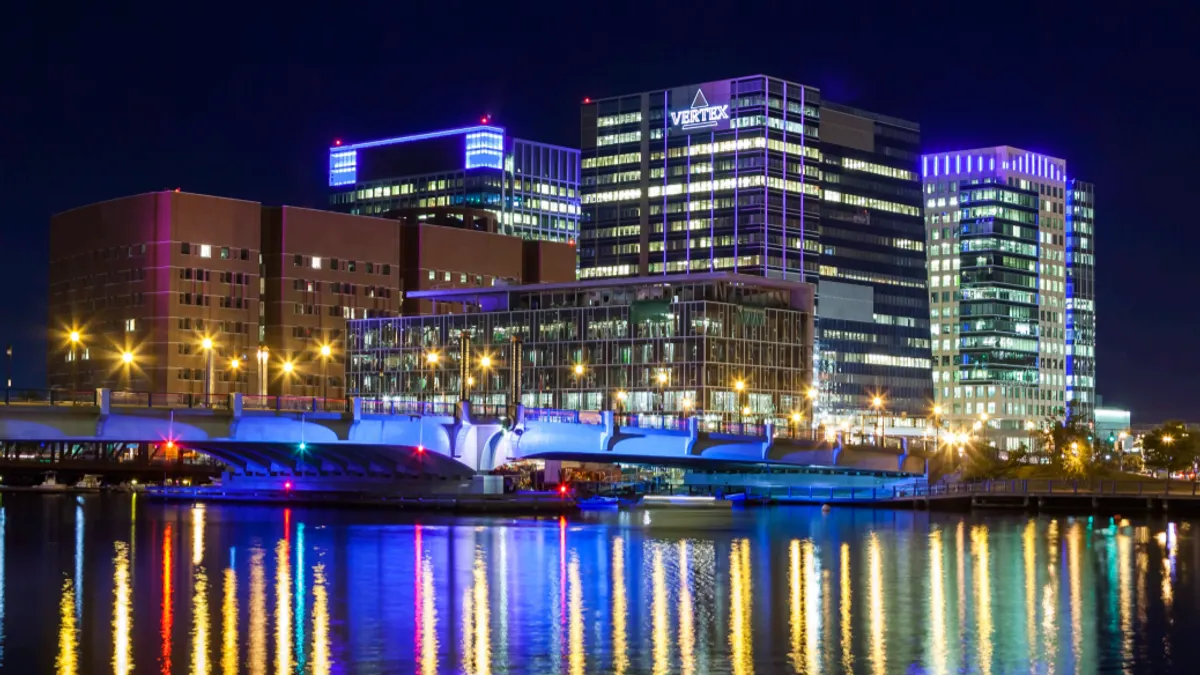 A photo of Vertex Pharmaceuticals' Boston headquarters.