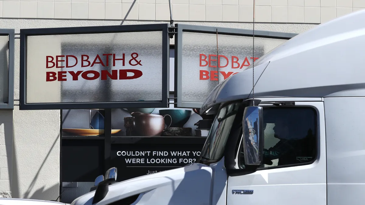 A truck drives by a Bed Bath and Beyond store on October 3, 2019 in San Francisco, California.