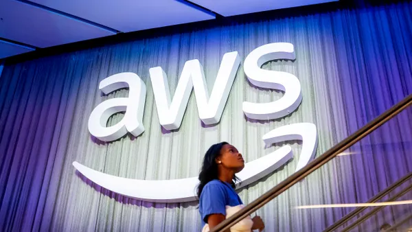 An attendee at AWS re:Invent 2024, a conference hosted by Amazon Web Services, at The Venetian Las Vegas on Dec. 3, 2024.