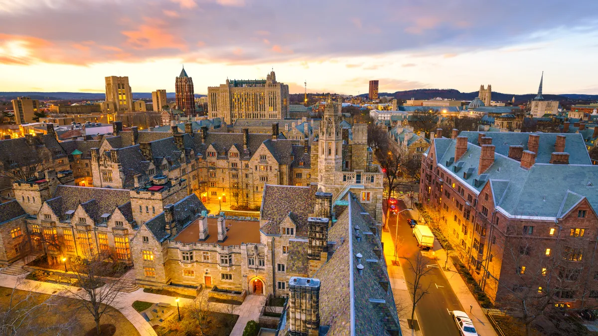 Historical building and Yale university campus - stock photo