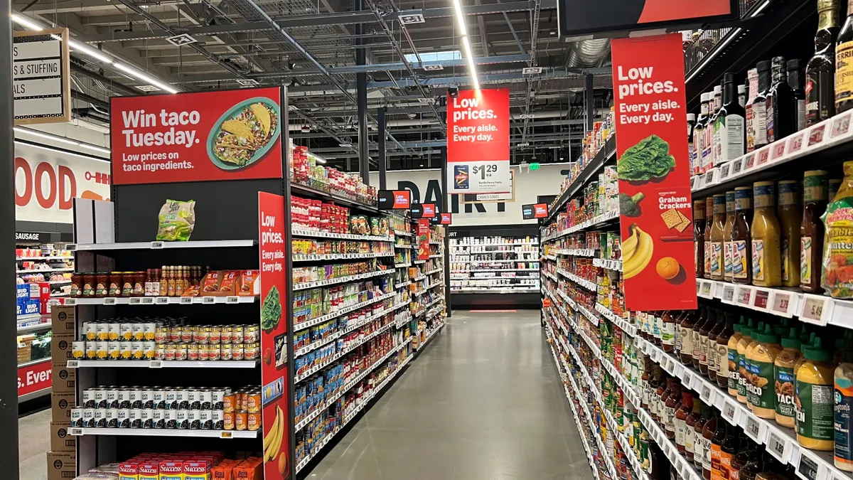 Grocery store aisle.