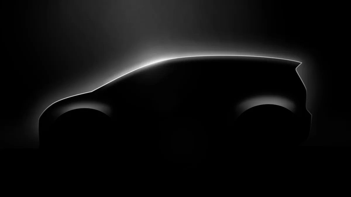 A Volkswagen teaser photo showing a silhouette of an electric vehicle.