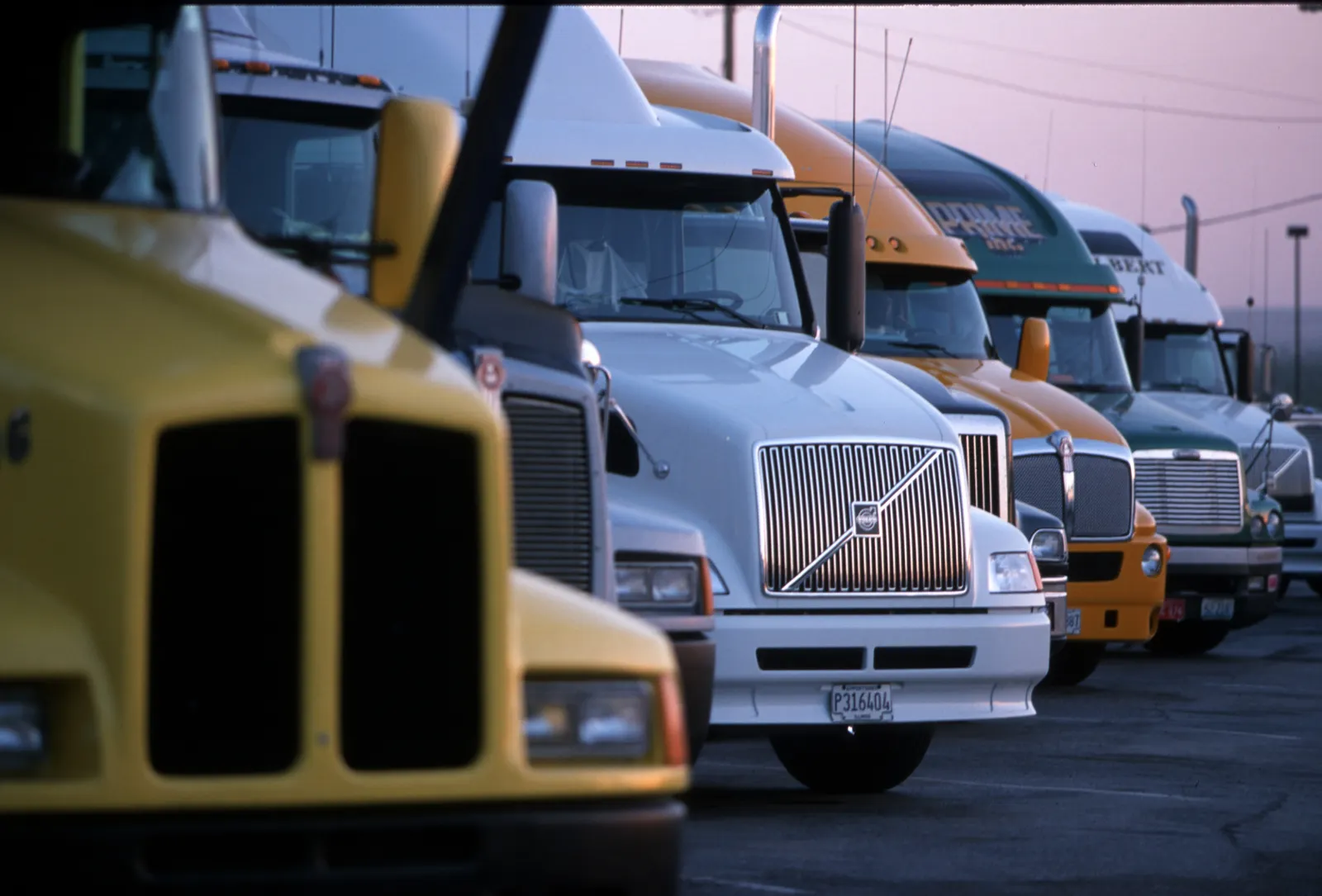 Tractor-trailer rigs are parked at the Petro truck stop.