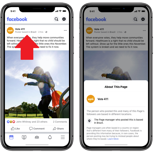Facebook location markers