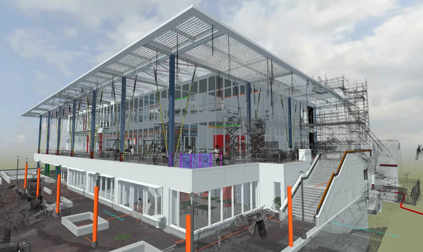The project employed BIM modeling to align old and new components.