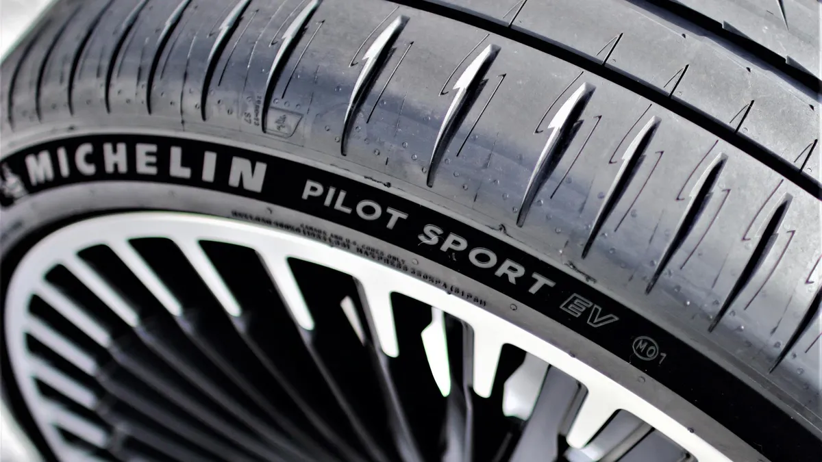 A Michelin Pilot Sport EV tire.