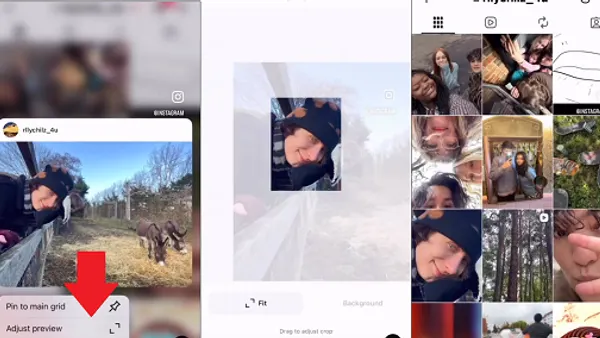 Instagram profile grid editing