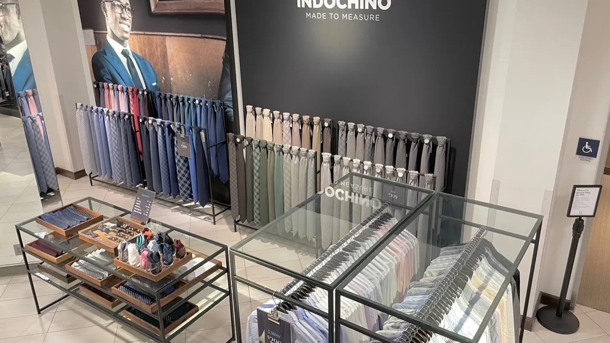 Nordstrom partners with Indochino for shop-in-shops.