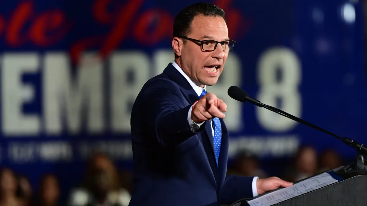 Pennsylvania governor Josh Shapiro speaks to supporters after winning the gubernatorial election,