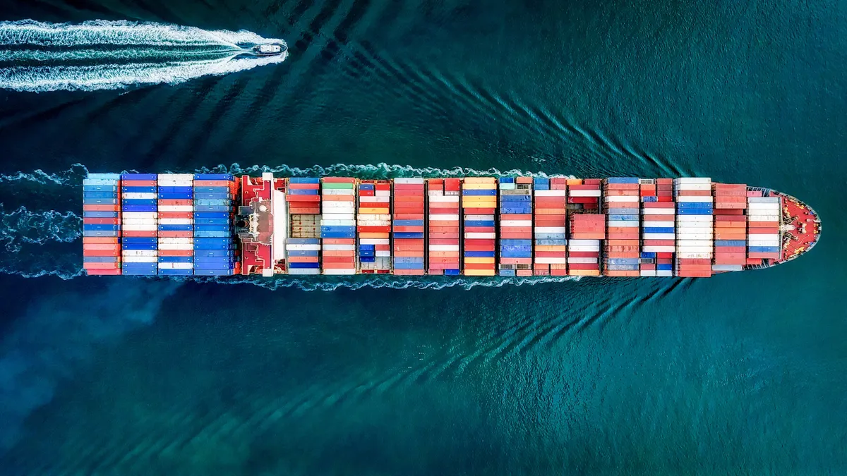 Aerial view of cargo ship