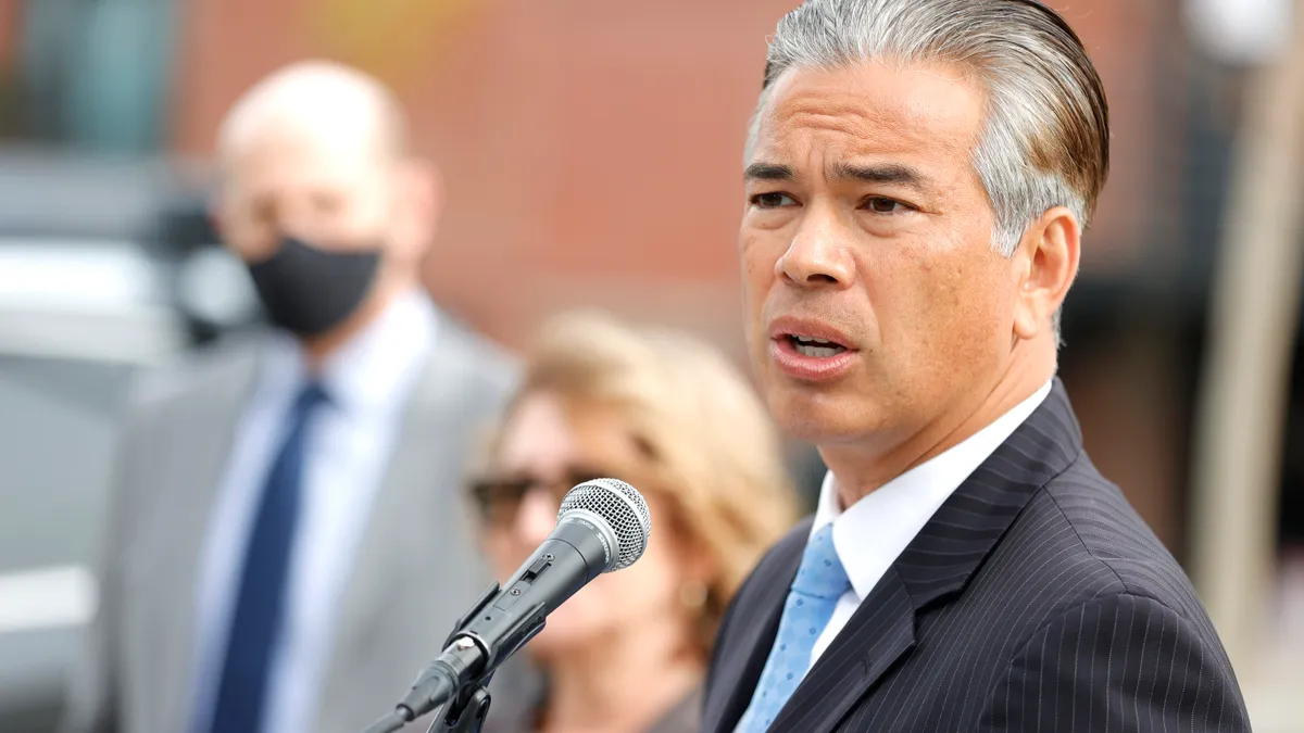 California's Attorney General Rob Bonta speaks at a press conference.