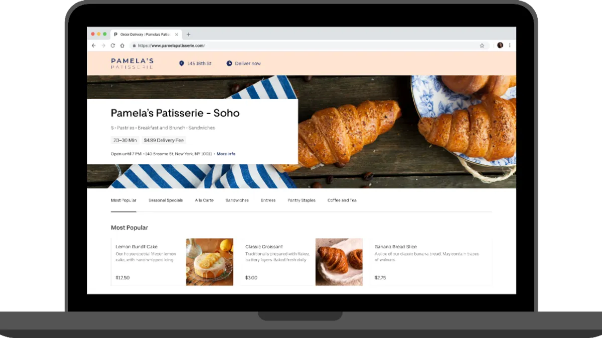 Uber Eats online ordering feature that launched July 2020