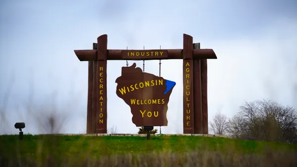 Wisconsin’s Welcome Sign on the I-90 highway.