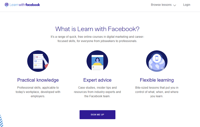 Learn with Facebook homepage