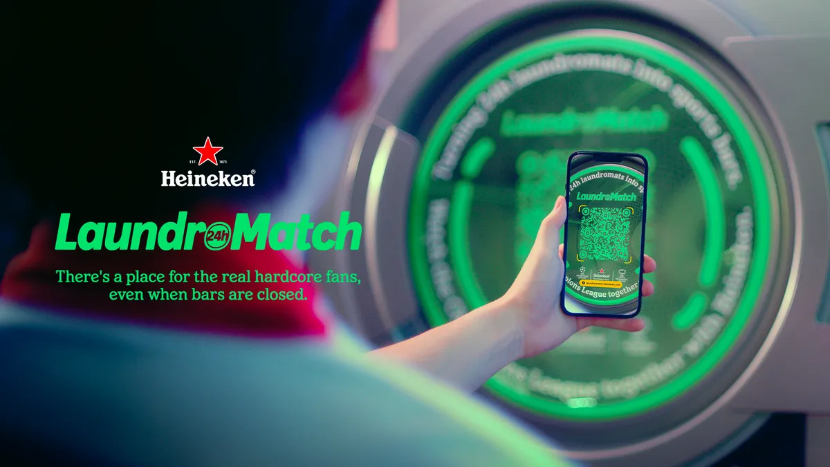 Heineken's "The LaundroMatch" campaign imagery.