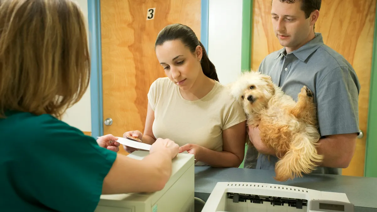 People pay the vet bill for their pet's health service