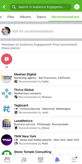 Facebook group recommendations