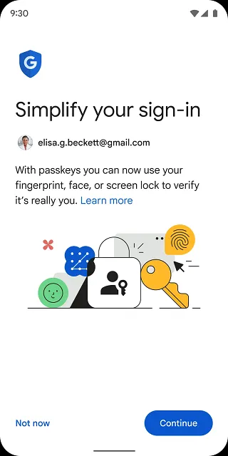 Google passkeys