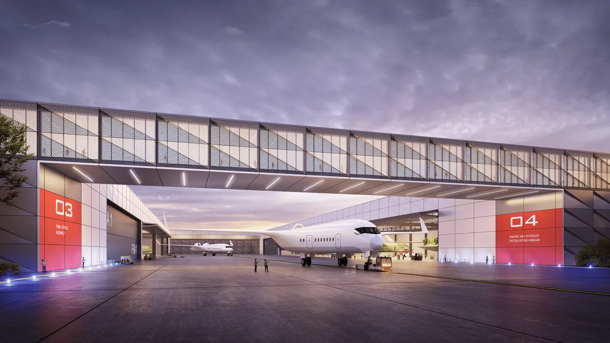 A rendering of JetZero's Greensboro, North Carolina, facility.
